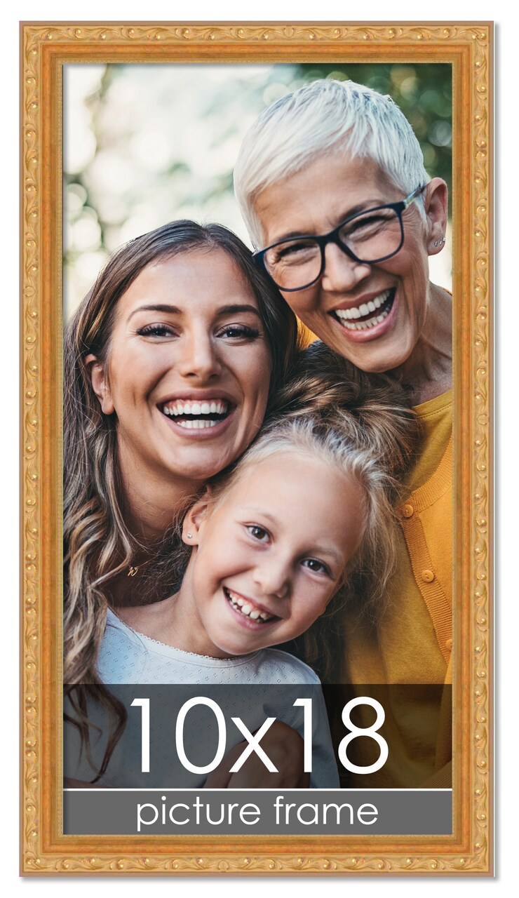 10x18 Museum-Quality Picture Frame with UV-Resistant Acrylic & Acid-Free Backing, Available in 4 Finishes - Gold, Silver, Bronze, and Black
